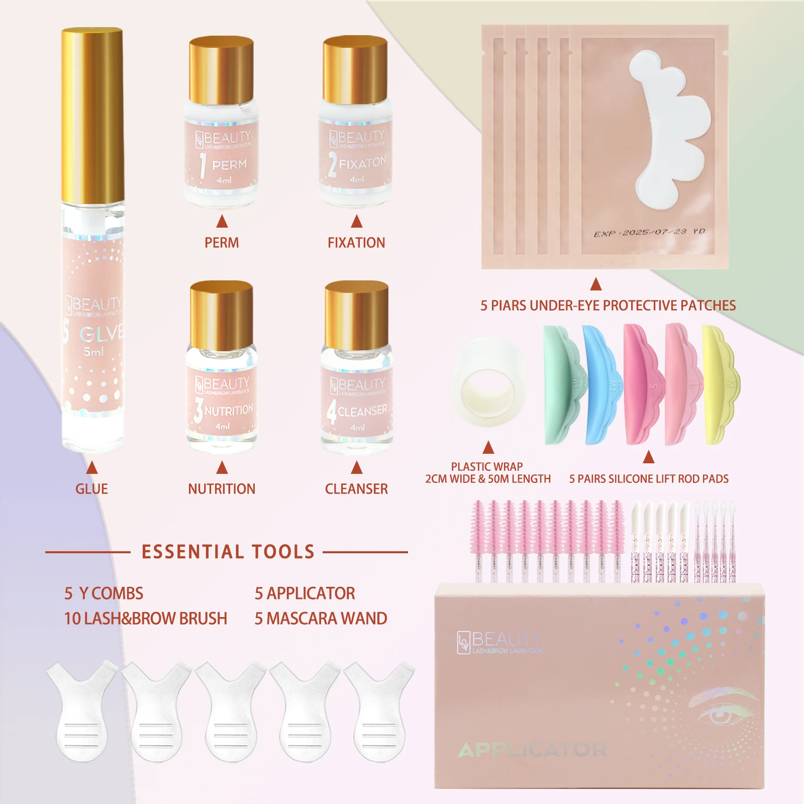 Private Label Eyebrow And Lash Lamination Kit 2 in 1 Professional Salon Semi Permanent Curling Perming Wave