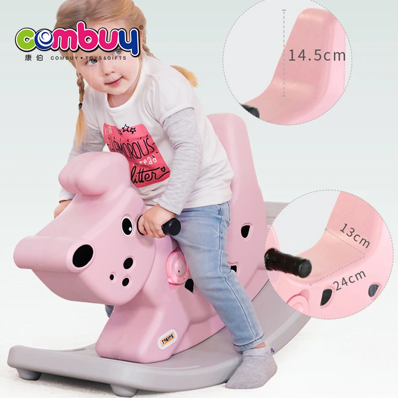 Baby ride on toy animals plastic rocking horse with light music