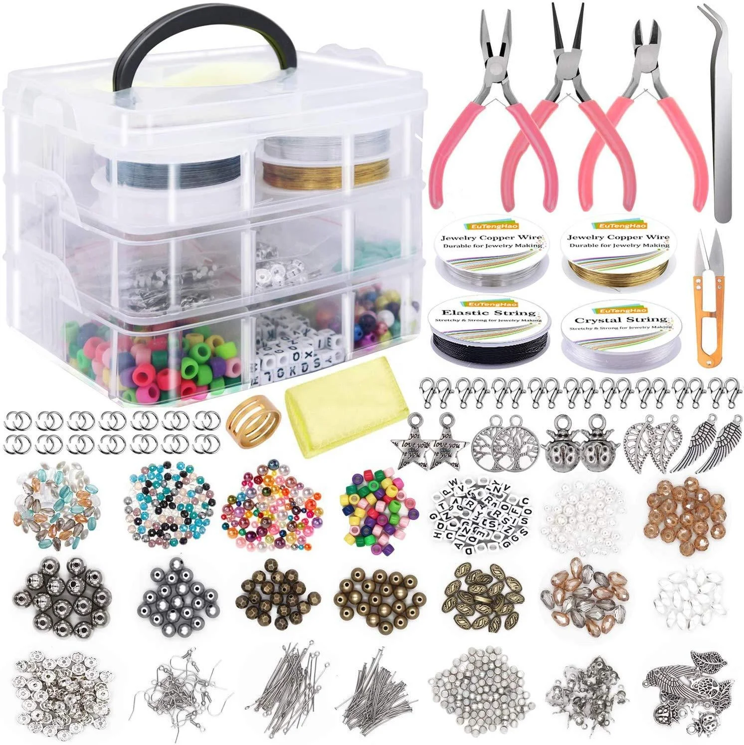 
Factory Sales 1171pcs Glass Seed Beads Kits Set Alphabet Letters For DIY Making 