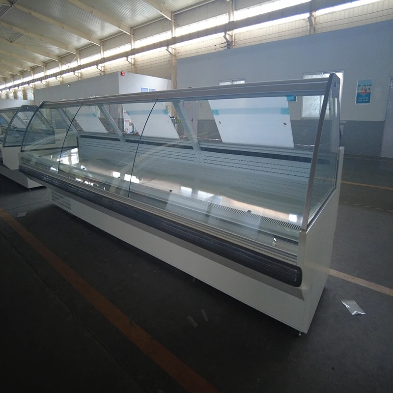Supermarket corner fresh meat display freezer/supermarket cooked food display refrigerator Meat shop fresh fish service counter