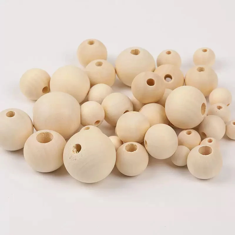 Large hole and small hole natural wooden beads for macrame project