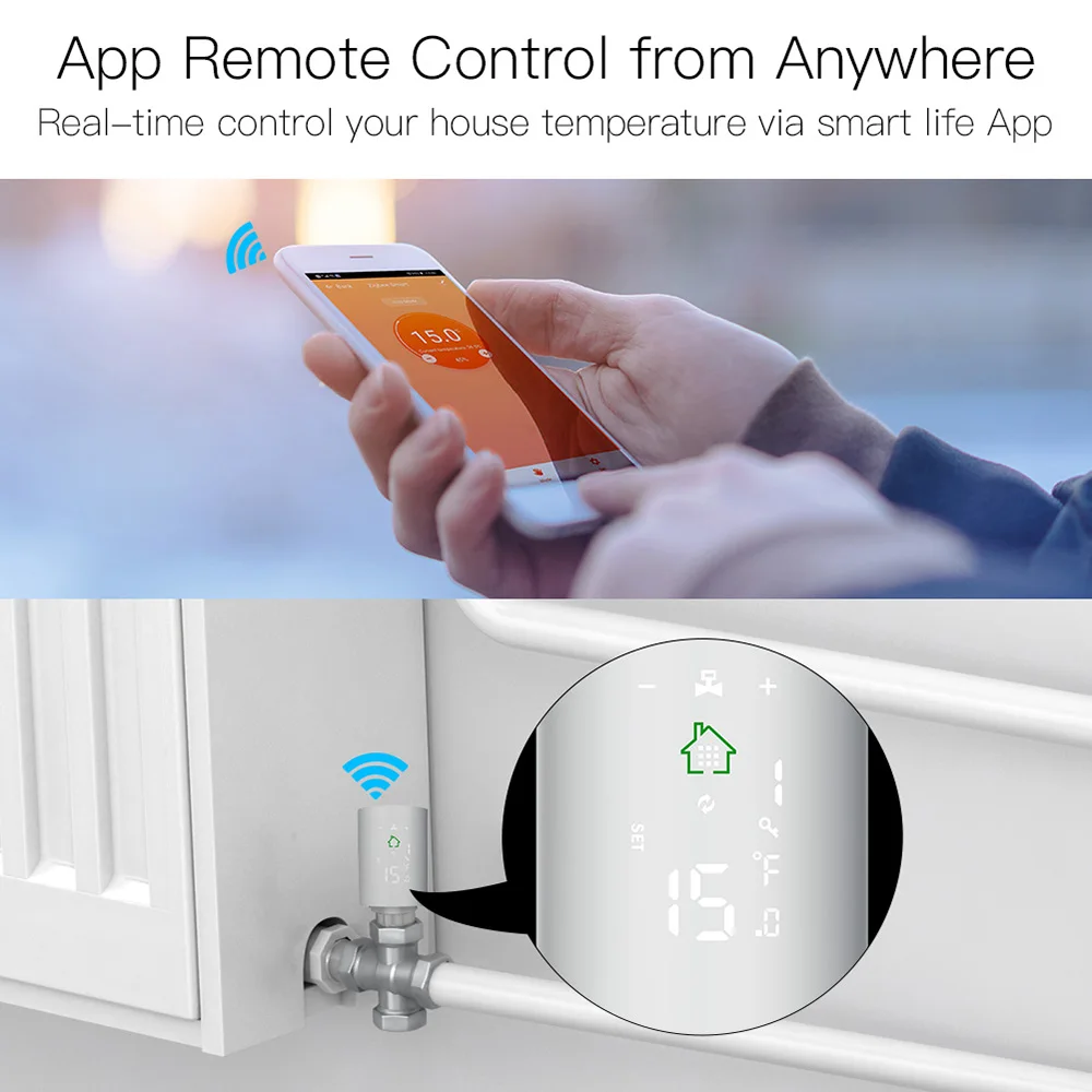  HY368 светодиодный Белый привод радиатора Tuya ZigBee TRV термостатический клапан для системы отопления подогрева