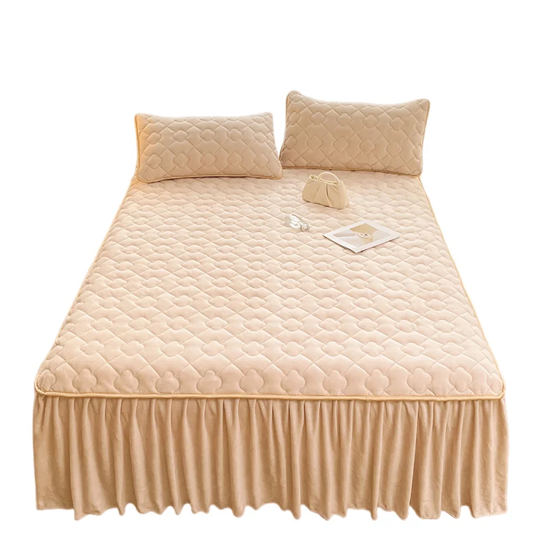 Four Seasons general 2024 new dust clamped cotton 100%Polyester bed skirt single bedspread with skirt