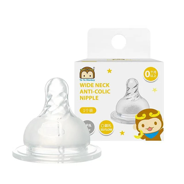 OEM/ODM Latex-free and Bpa free Natural wide neck wide mouth Fast Flow Anti-Colic  baby bottle nipple,1Pack