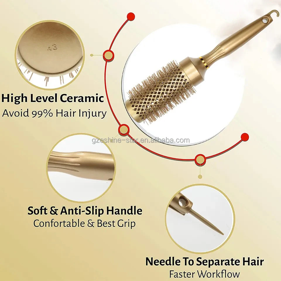 Manufacturers Professional Private Label Salon Hair Brush Ceramic Straight Round Hair Brush