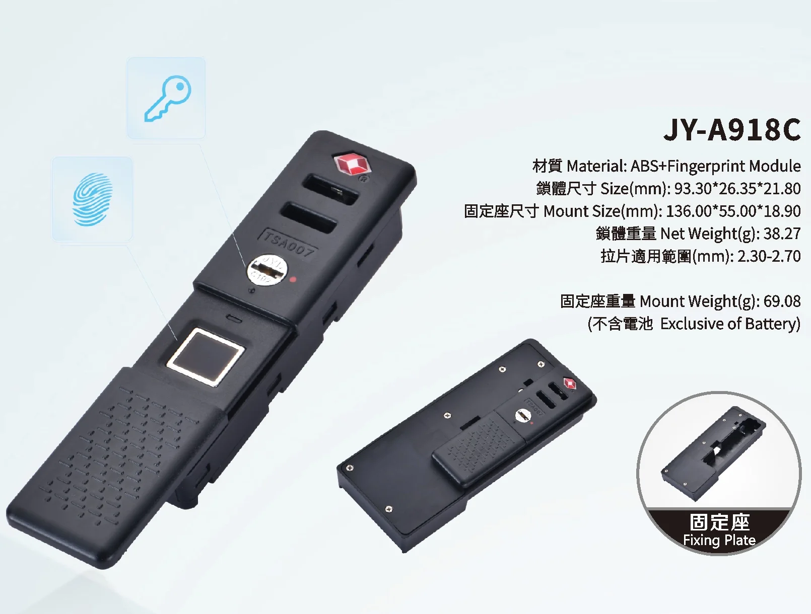JY-A918C JYL Hot Sale TSA Combination NFC Contactless Smart Lock Security For PC PP Aluminum Travel Luggage