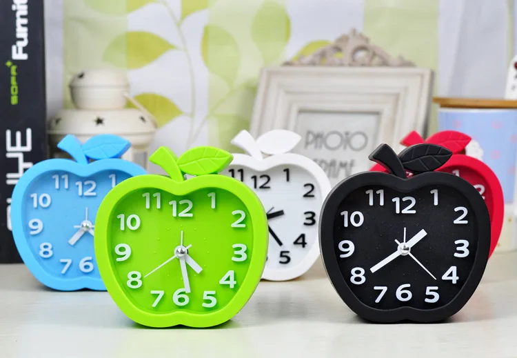  New Cute Apple Candy Color Creative Alarm Clock For Kids Students Gift Birthday Home Decoration