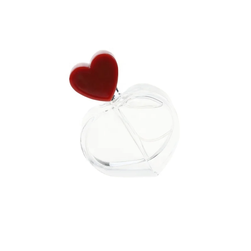 50ml heart shape clear glass perfume bottle luxury glass bottle with heart shape cap