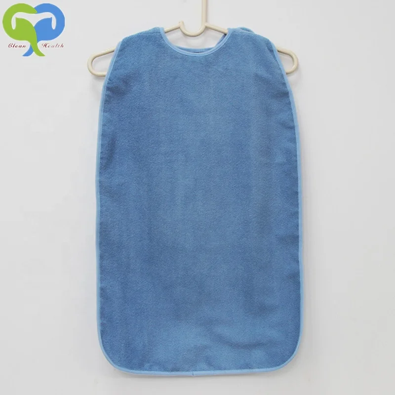 Terry Cloth Adult Bib Waterproof aprons for Eating Reusable Mealtime Clothing Protector for Elderly and Patients Washable