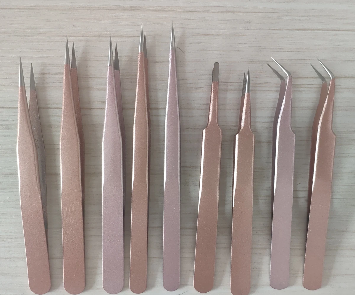
Gold pink blue colorful colorful tweezers eyelash extension clip 