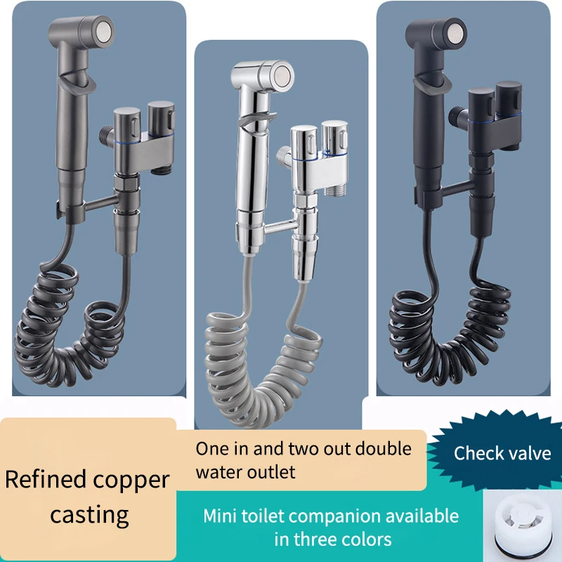 Handheld Toilet Bidet Faucet Sprayer Bathroom Hand Bidet Set Toilet Self Cleaning Shower Head One In Two Out Angle Faucet