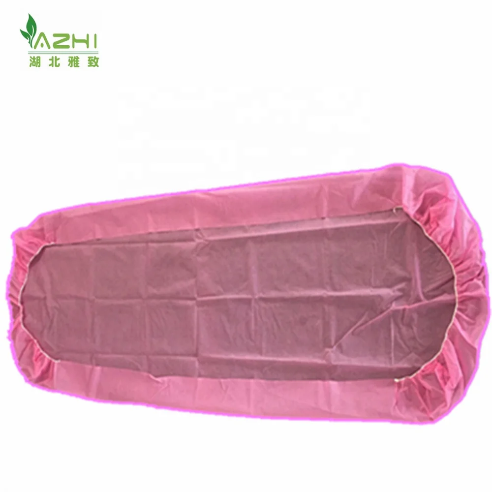 non medical spa bed covers disposable pink bedding sheet with elastic ends for massage bed