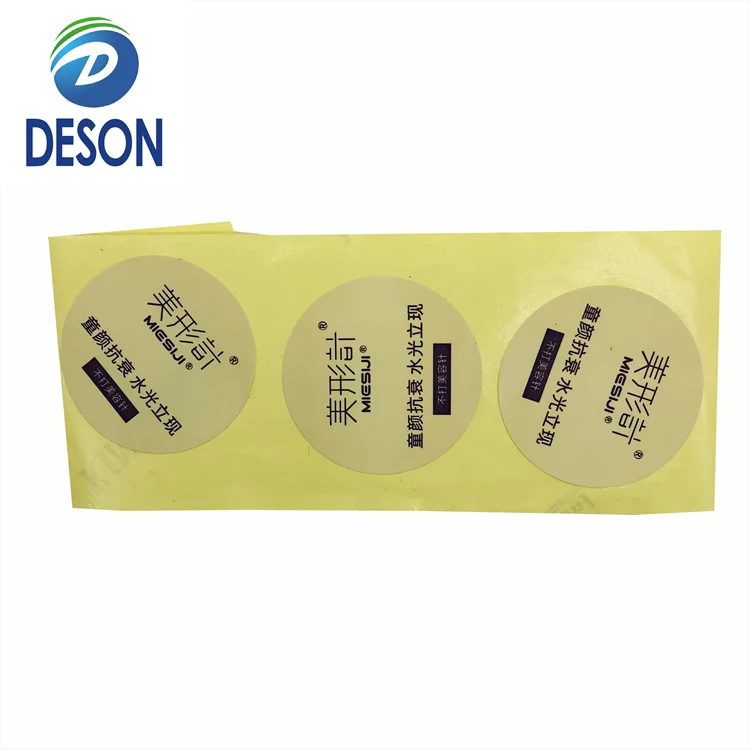 Deson Customized Waterproof Watch Logo Refrigerator Bottle Packing Label Cosmetics Branding Vinyl Number Sticker Sheet Roll
