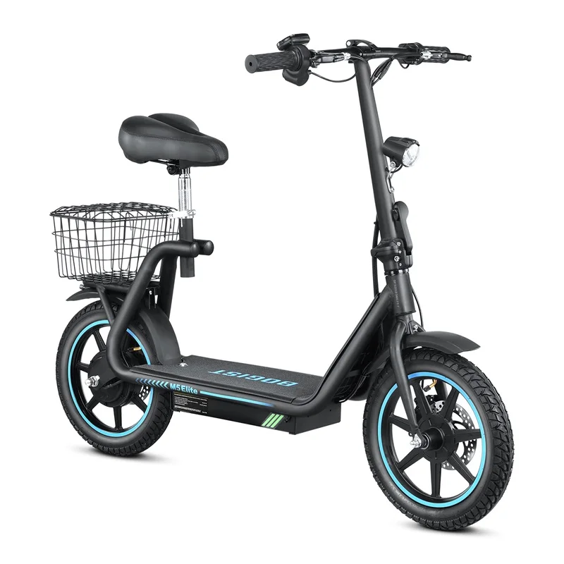 Fast 500W 48V 13Ah 14 Inch Adult Seated Electric Folding Scooter 35km Range Two-Wheel Design European Stock Bogist M5 Elite