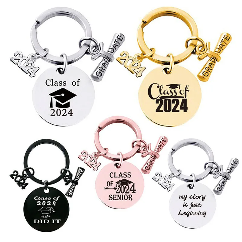 Graduation Gift Stainless Steel Keychain 2024 2023 2025 Grad Souvenir Keyring Class Of 2024 Graduate Gifts For Boys Girl Student