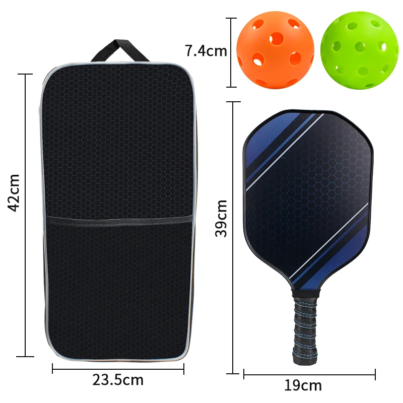Низкий минимальный объем производства, профессиональный комплект ракеток из углеродного волокна с УФ-принтом, карманом для ручной переноски, нескользящая рукоятка, набор ракеток для пиклбола