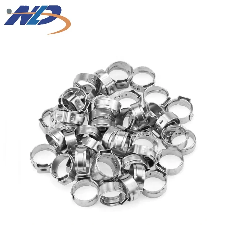 NLD Custom 304 Stainless Steel Auto Parts Pex Pipe One Ear Pinch Thickness Clip Single Ear Hose Clamps