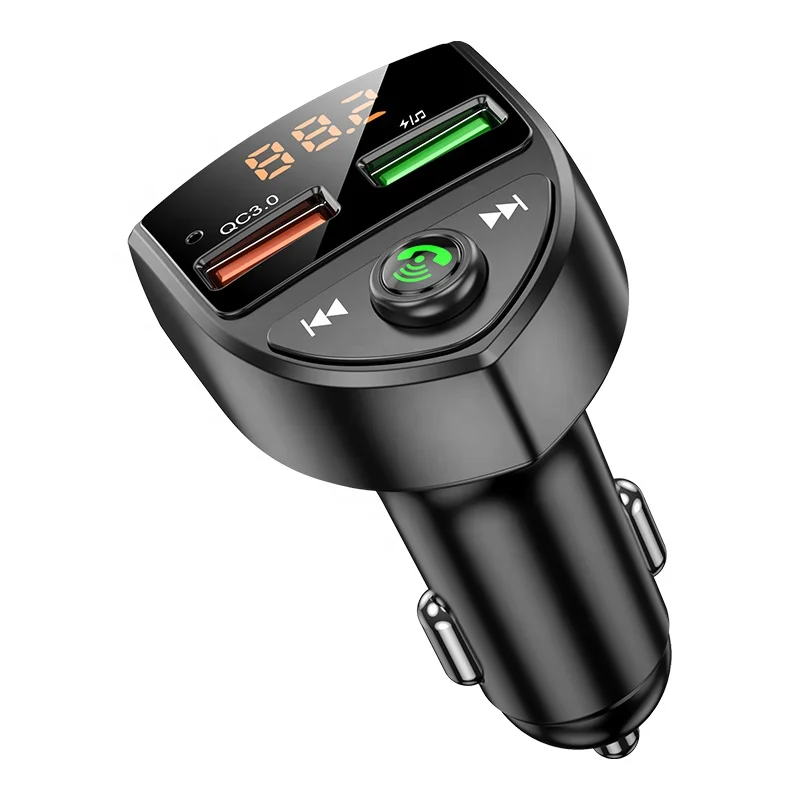 Беспроводной FM-радиопередатчик Bluetooth Автомобильный MP3-плеер QC3.0 зарядное устройство USB Обнаружение напряжения аккумулятора с U-диском режимами