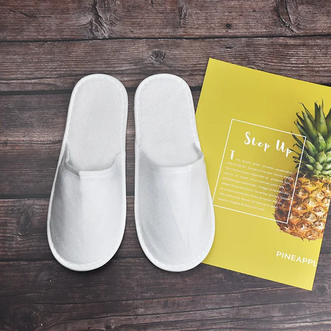 
Custom Slippers Men Women Disposable White Terry Slippers for Hotel Home SPA Resort 