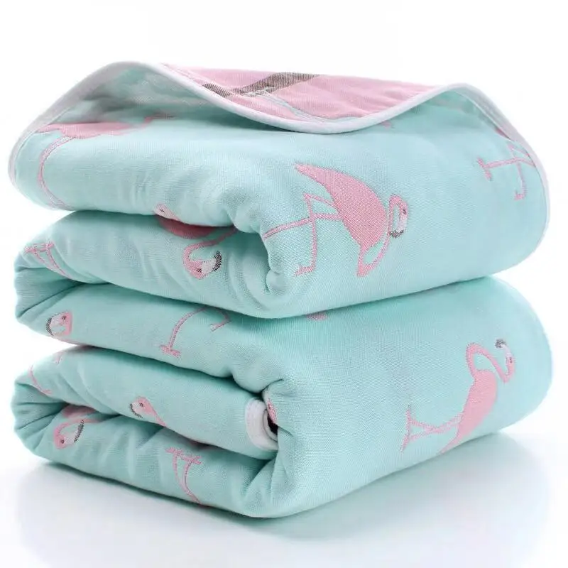 Factory Price Jacquard Baby Cotton Muslin Swaddle Blanket Wrap 6 Layer For Newborn
