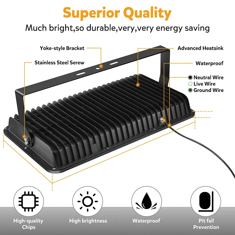 Outdoor Commercial IP66 Waterproof 50W 100W 150W 200W 300W 400W 500W 600W 800W 1000W LED Flood Light
