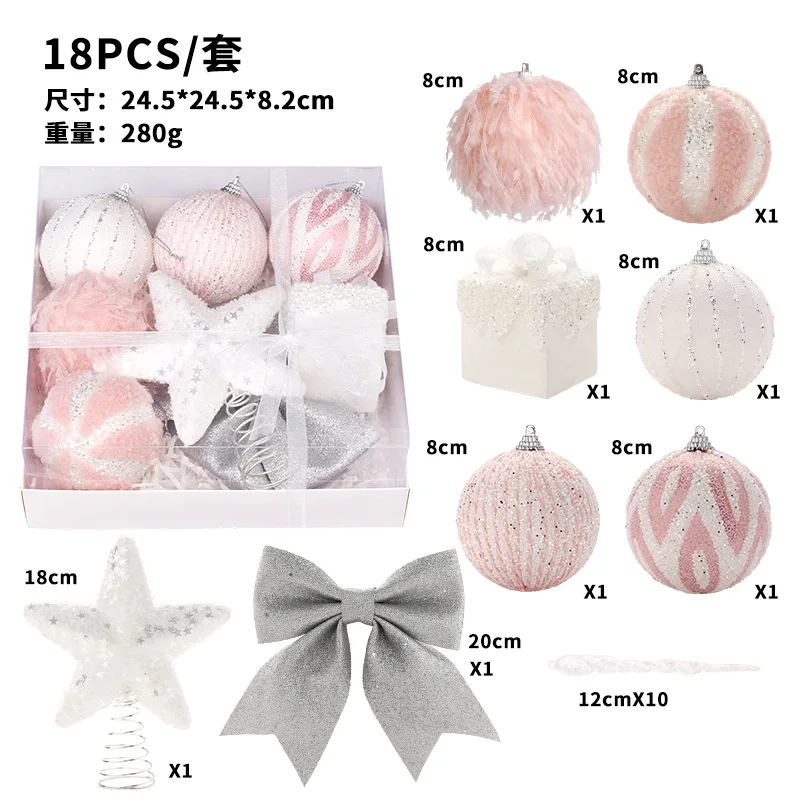 18pc Pink Decor Ball Bauble Christmas Tree Xmas Party Hanging Ball Ornament Decorations For Home Decorations Gift Navidad