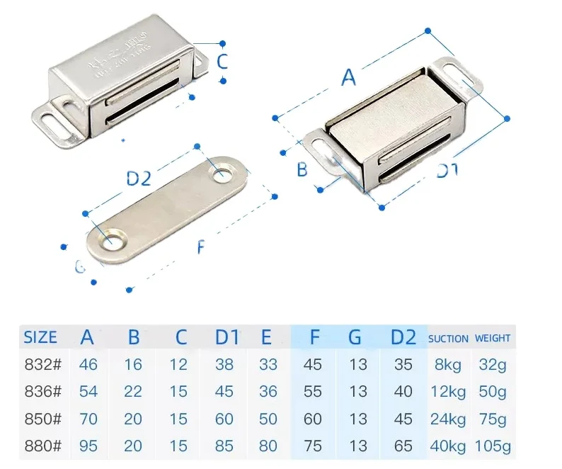 Stainless Steel Magnetic Buckles Clip Magnetic Door Catcher Cabinet Door Catches Cabinet Door Cather
