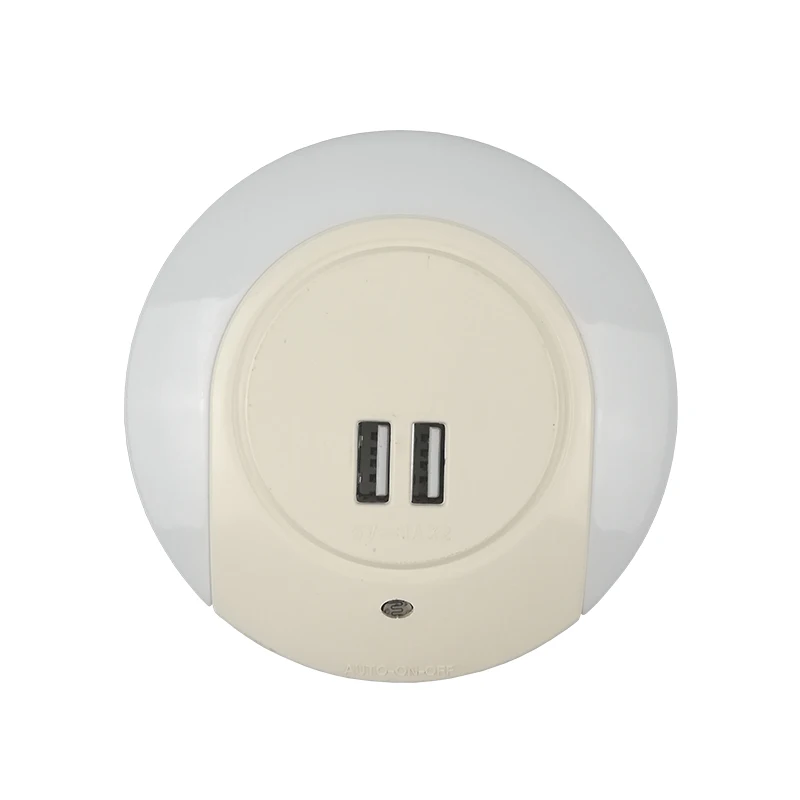 Wholesale Light Sensor Night Light LED Wall Lamp with USB Charging Port 2.1A for Indoor bedroom
