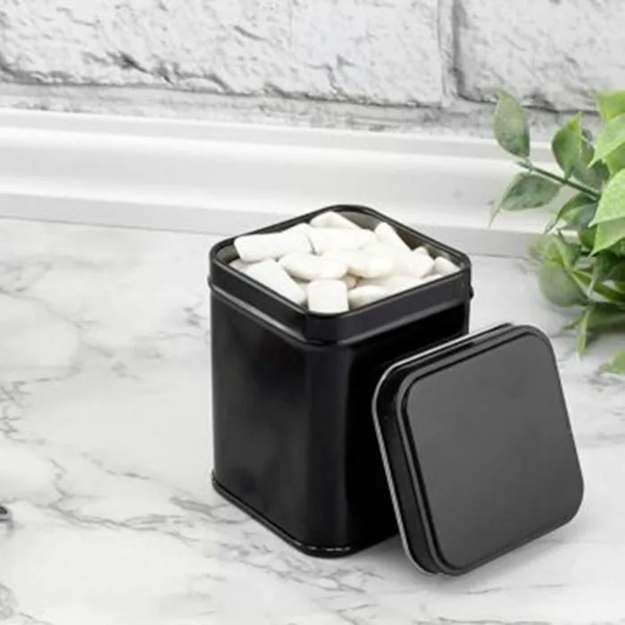 Customized design square airtight tea tin canister food grade printing packing box empty sealed square green metal tea cans