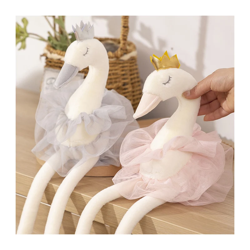 Custom Wholesale Cute Ballerina Swan Stuffed Plush Toys for Children Dance Ballet Swan Plushie Doll Bird Animal Peluche