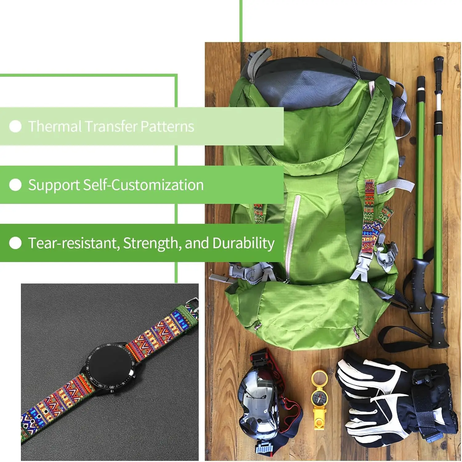 1.5 inch printed pattern nylon woven belt wallet with backpack and nylon safety belt bag