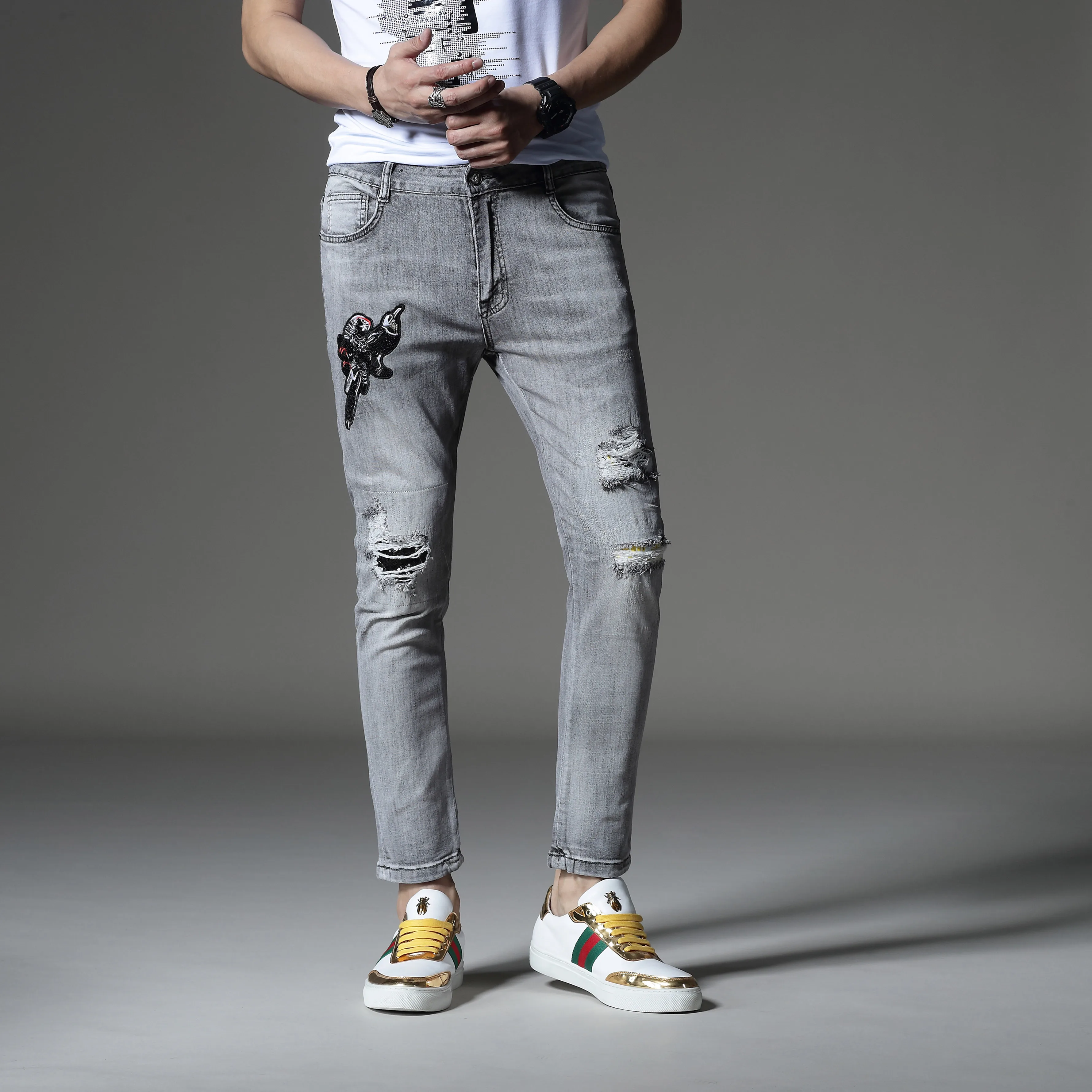 
young custom Printed slim Animal pants joggers ton jeans for men 