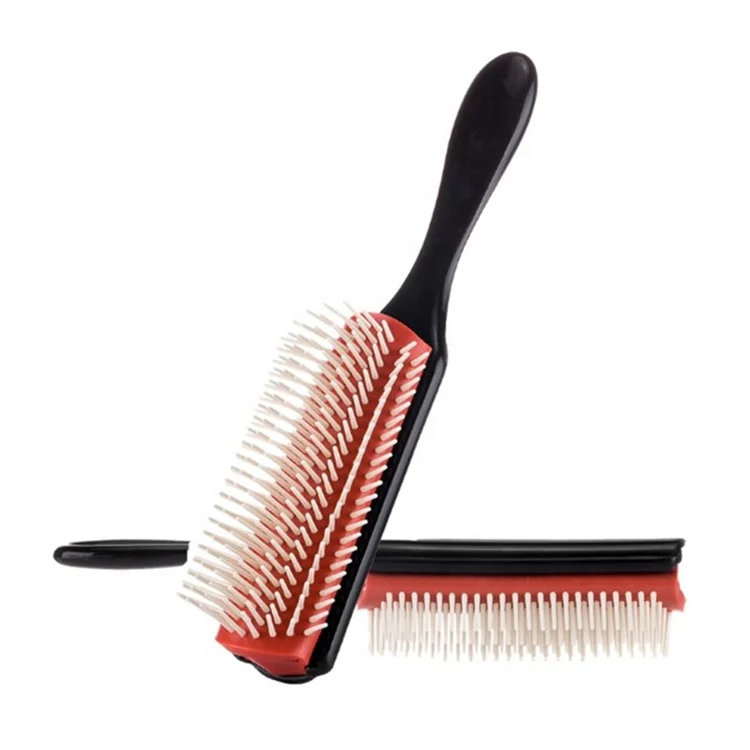 Amazon Hot Sell Personalized Nylon Bristles Detangling Hair Brush 9 Row Denman Hair Brush