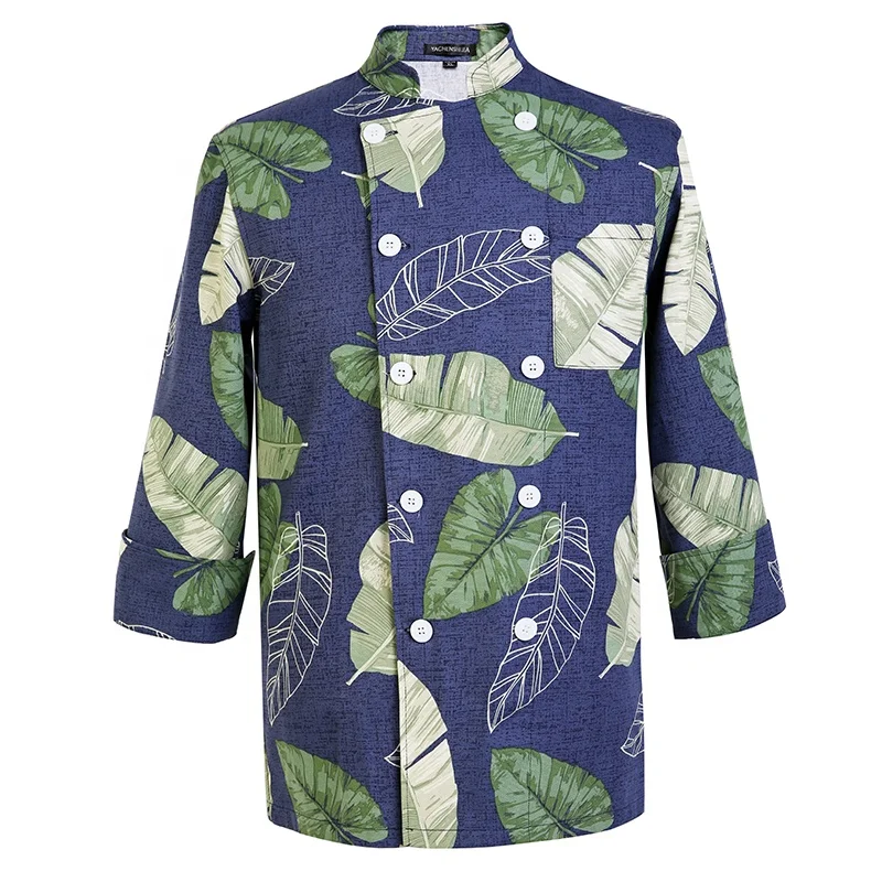 
Cotton Chef Overalls Back Kitchen Tooling High-End Fashion Kitchen Clothes Southeast Asian Restaurant Dining Chef Shirt 