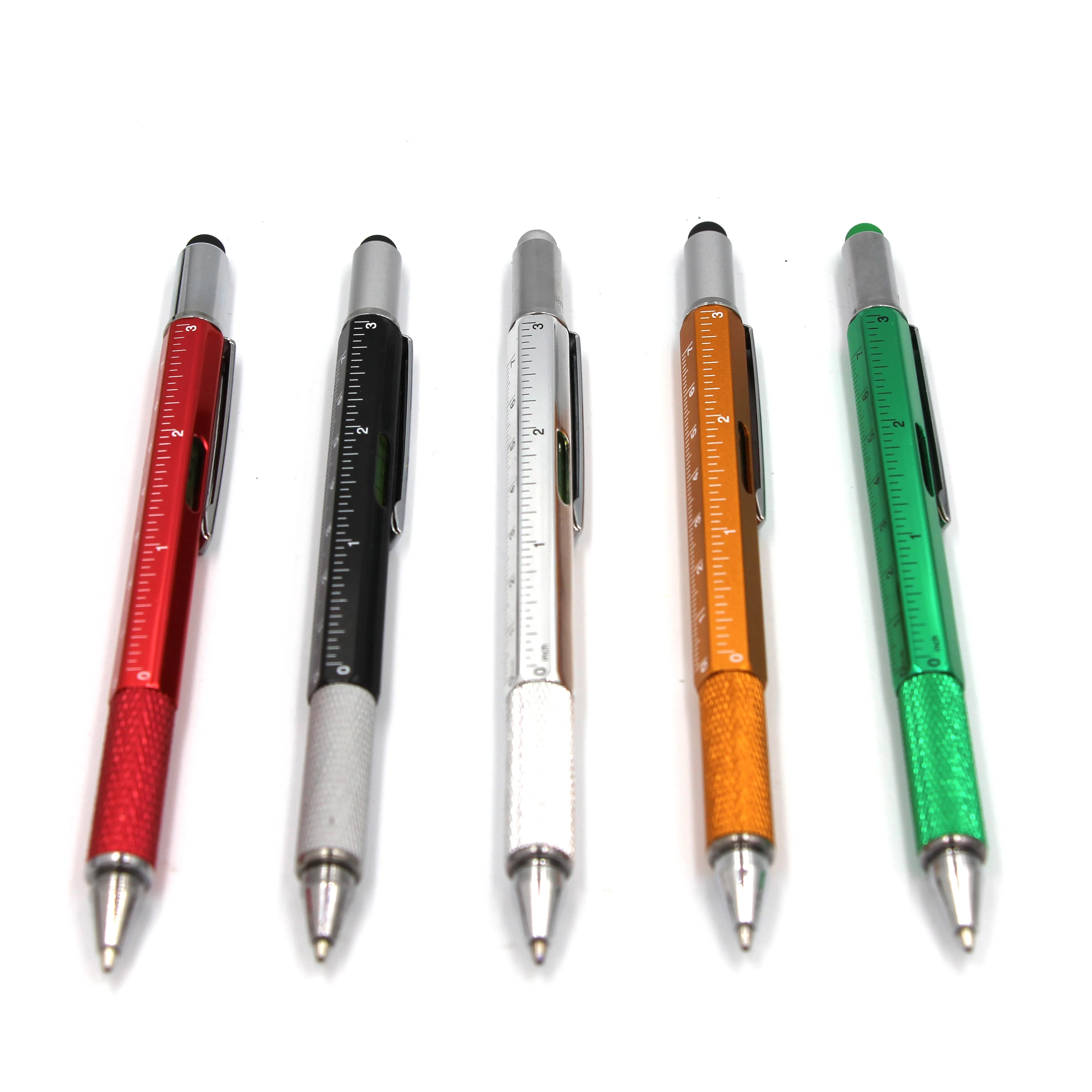 Promotional Tool Pen with Custom Logo 6 in 1 Metal Pen Screwdrivers Ruler ballpoint Stylus Level