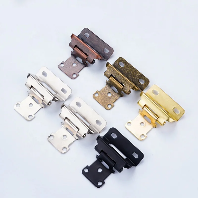 1/2 Half Cover Cold Rolled Steel White Nickel Kitchen Cabinet Door Gate Hinges Self Closing Hidden American Hinge