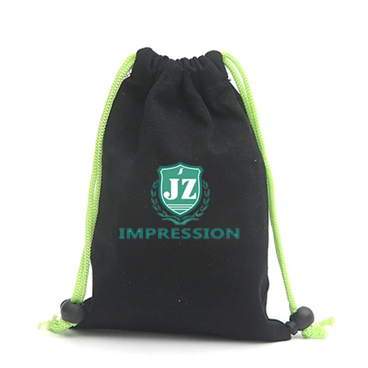 Promotional reusable gift jewelry packaging pouch organic canvas cotton drawstring bag with double string dust bag jewelry Pouch