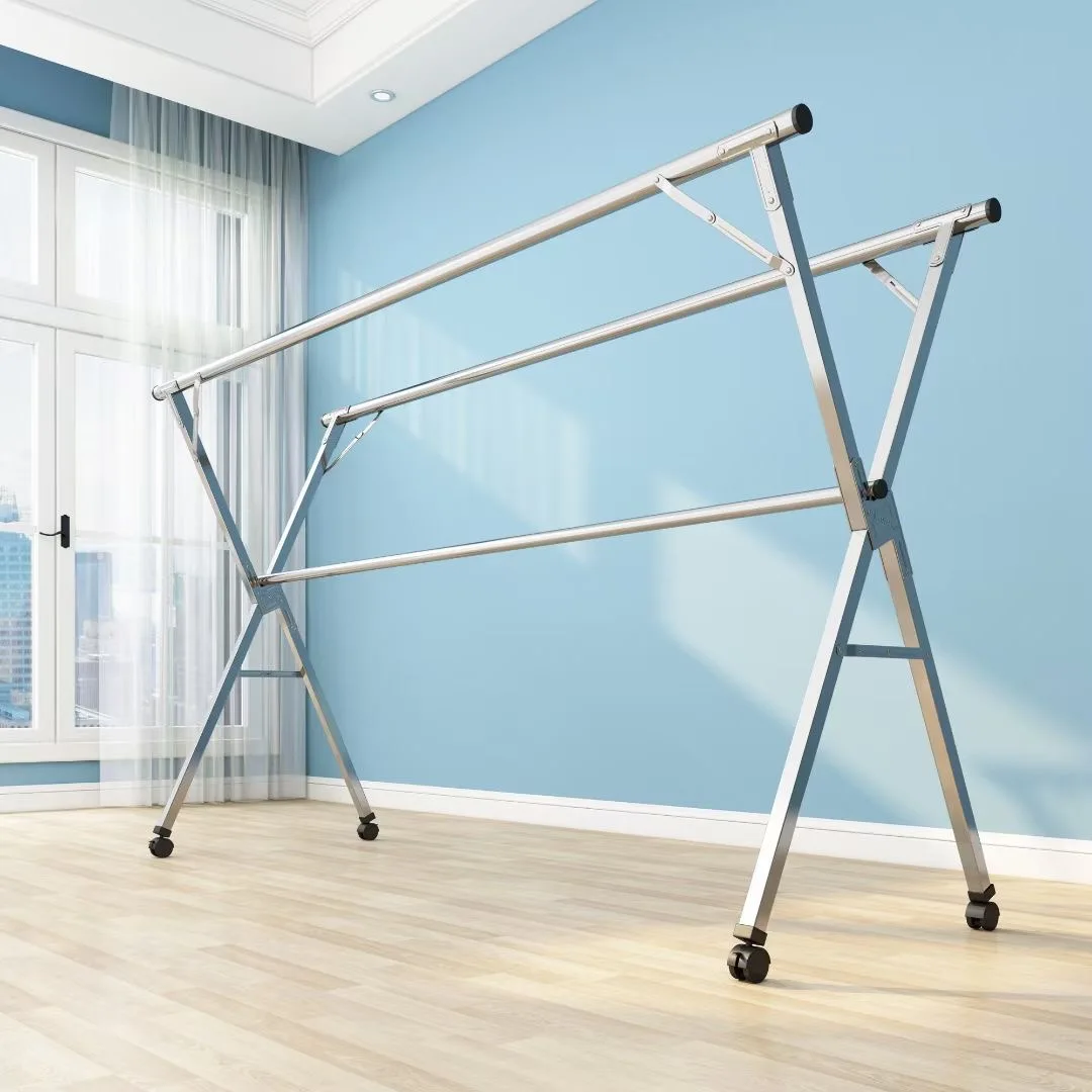 2024 New Hot Sale Folding And Expandable Metal X Type Hanging Cloth Racks Clothes Drying Rack Stand