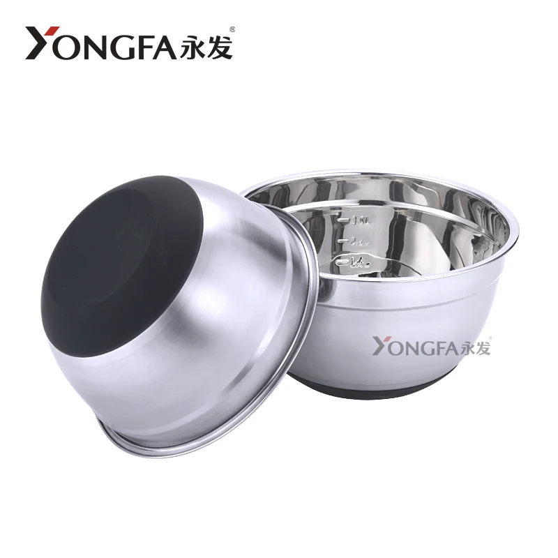 Wholesale Mixing Bowl Set  Stainless Steel Salad Bowls Set With Silicone Bottom