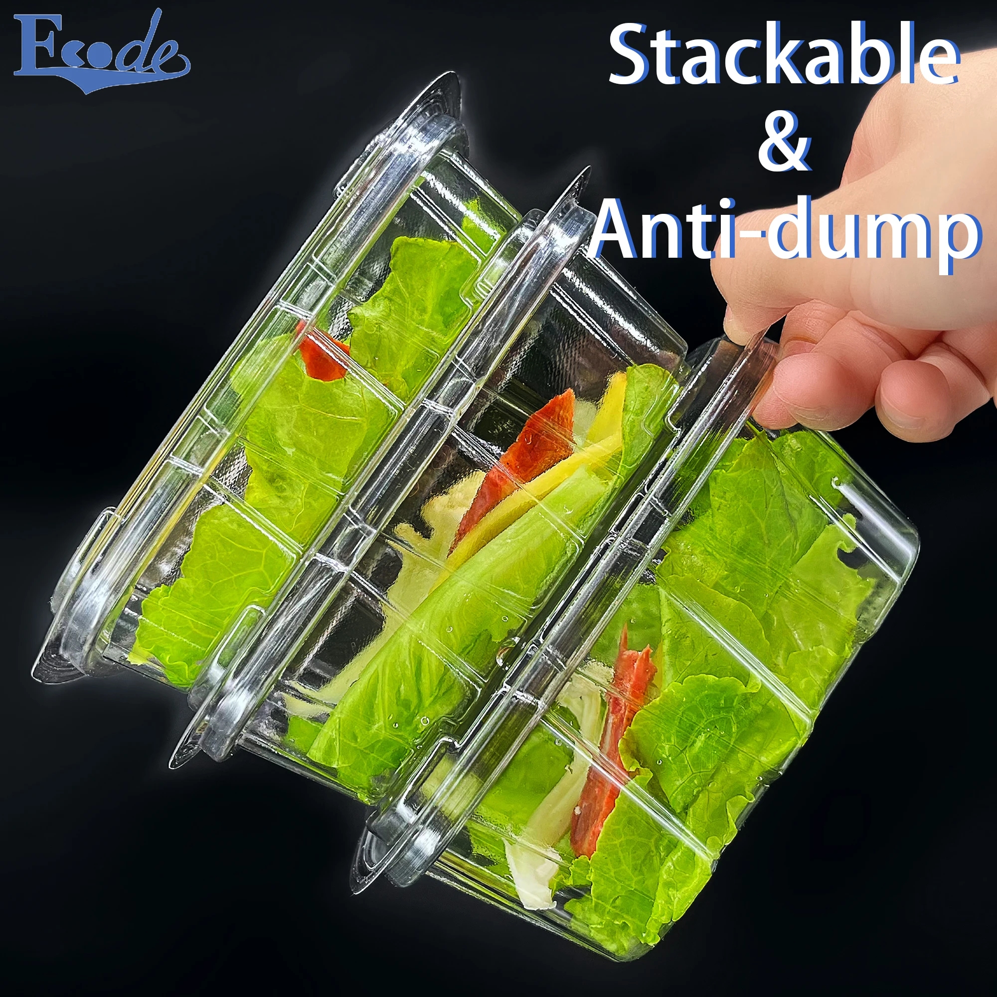 20OZ Biodegradable Disposable Deli Clear Rectangle Sandwich Packaging Plastic Food Catering Platter Trays Plastic Packing Box