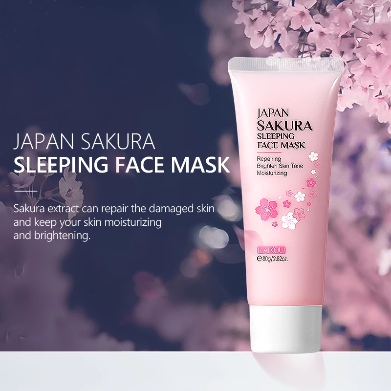 Natural Skincare Products LAIKOU Sakura Sleeping Face care Brighten dull skin night cream 80g