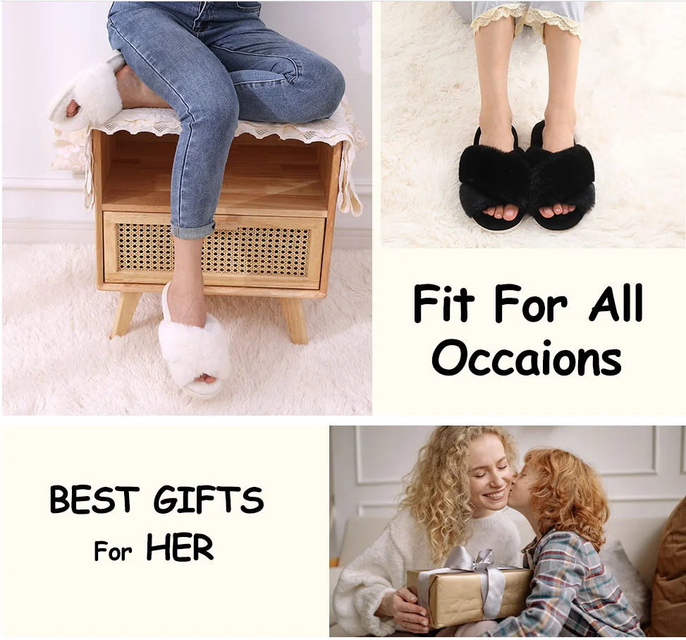 Custom Ladies House Fuzzy Fluffy Warm Flip-Flops Slippers Cross Band Memory Open Toe Women Fur Home Pumpkin Slippers for women