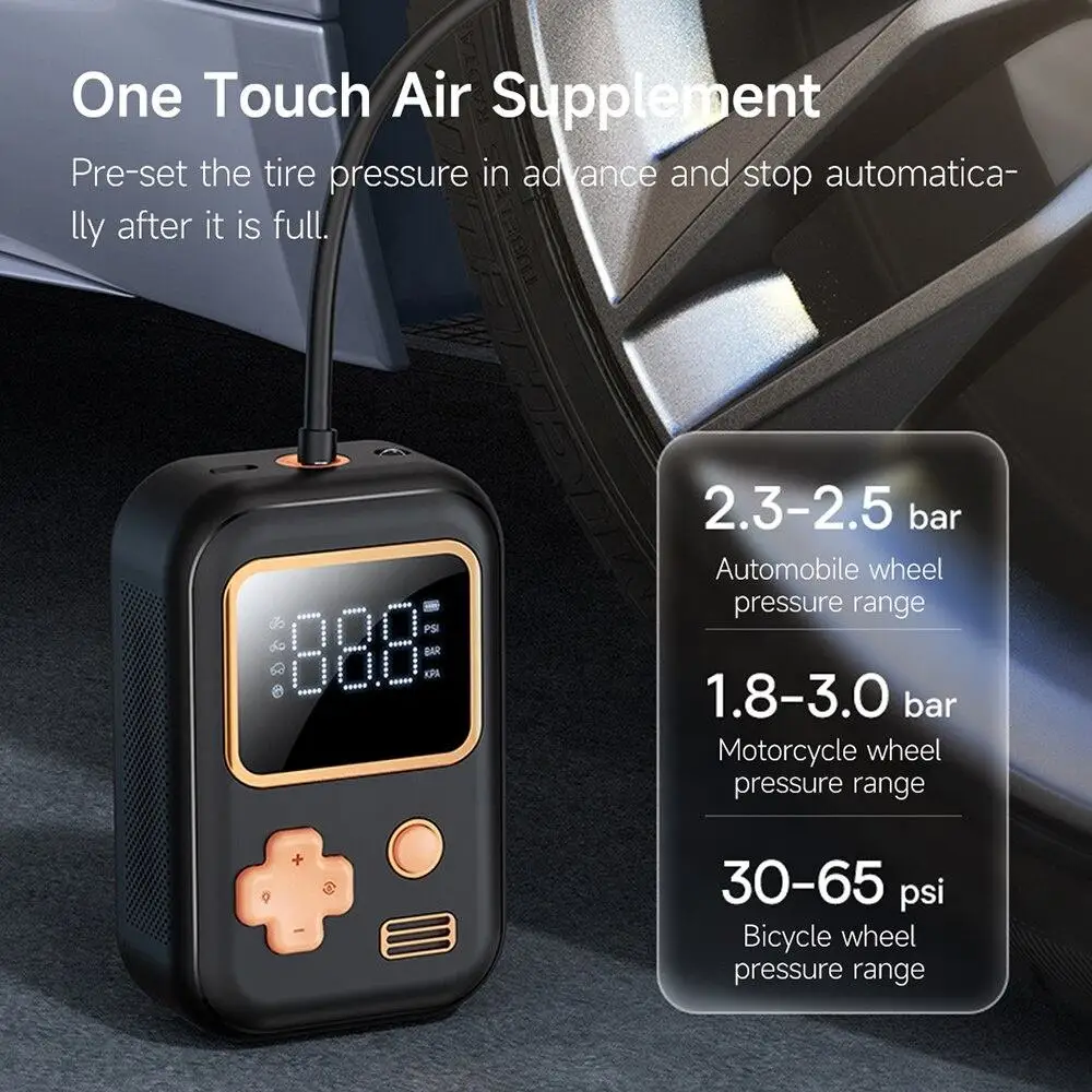 Car accessories mini portable car inflation pump LED wireless compressor electric car tire inflator pump vaccum tire inflator