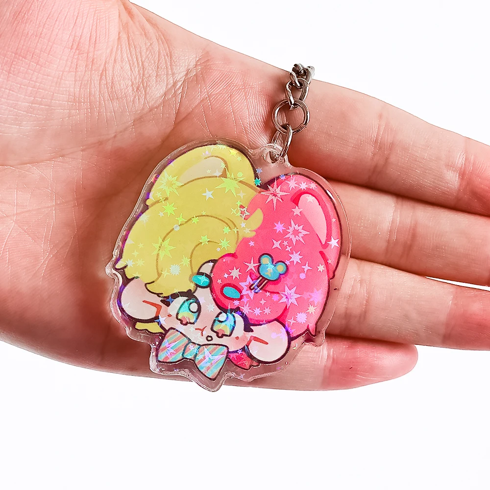 CNAWO Cheap  Custom Acrylic Charm Custom Design Anime Epoxy Resin Glitter Acrylic Cartoon Charms Keychain