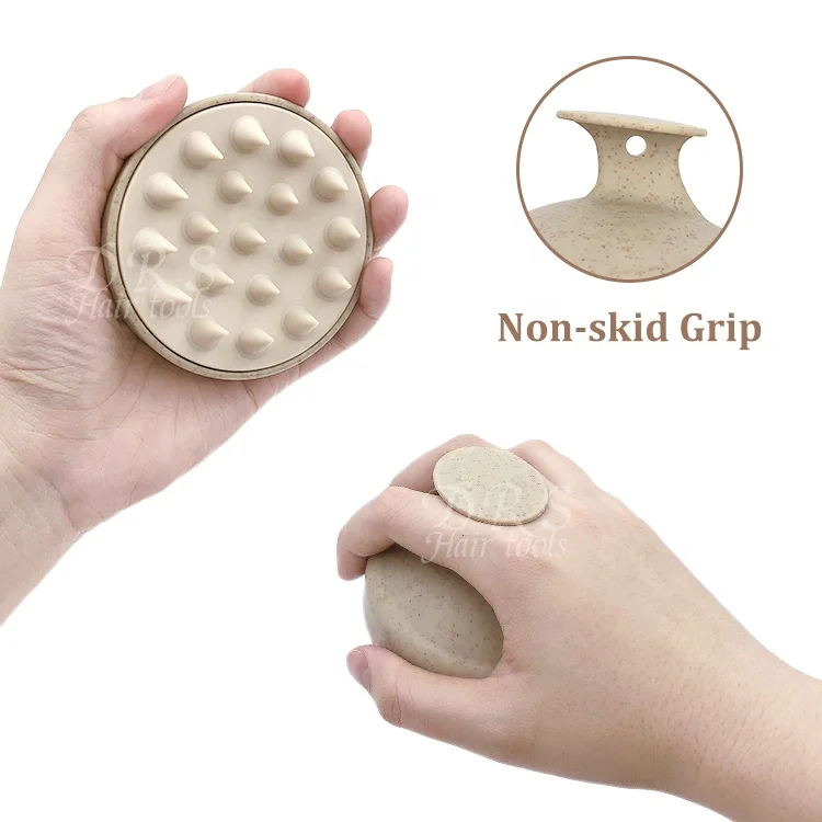 DRS Wheat Straw Silicone Head Scalp Massager Cleansing Scrubber Dandruff Shampoo Brush