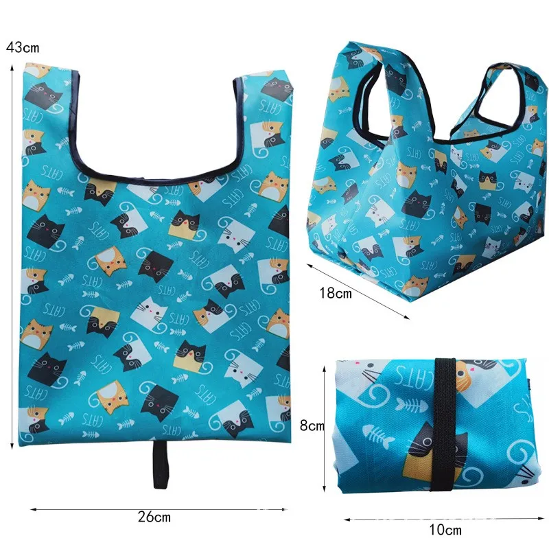 Dynamics Eco Friendly Cute Prints Durable Lightweight Grocery Shopping Bag foldable nylon bag for Produce Market Groceries
