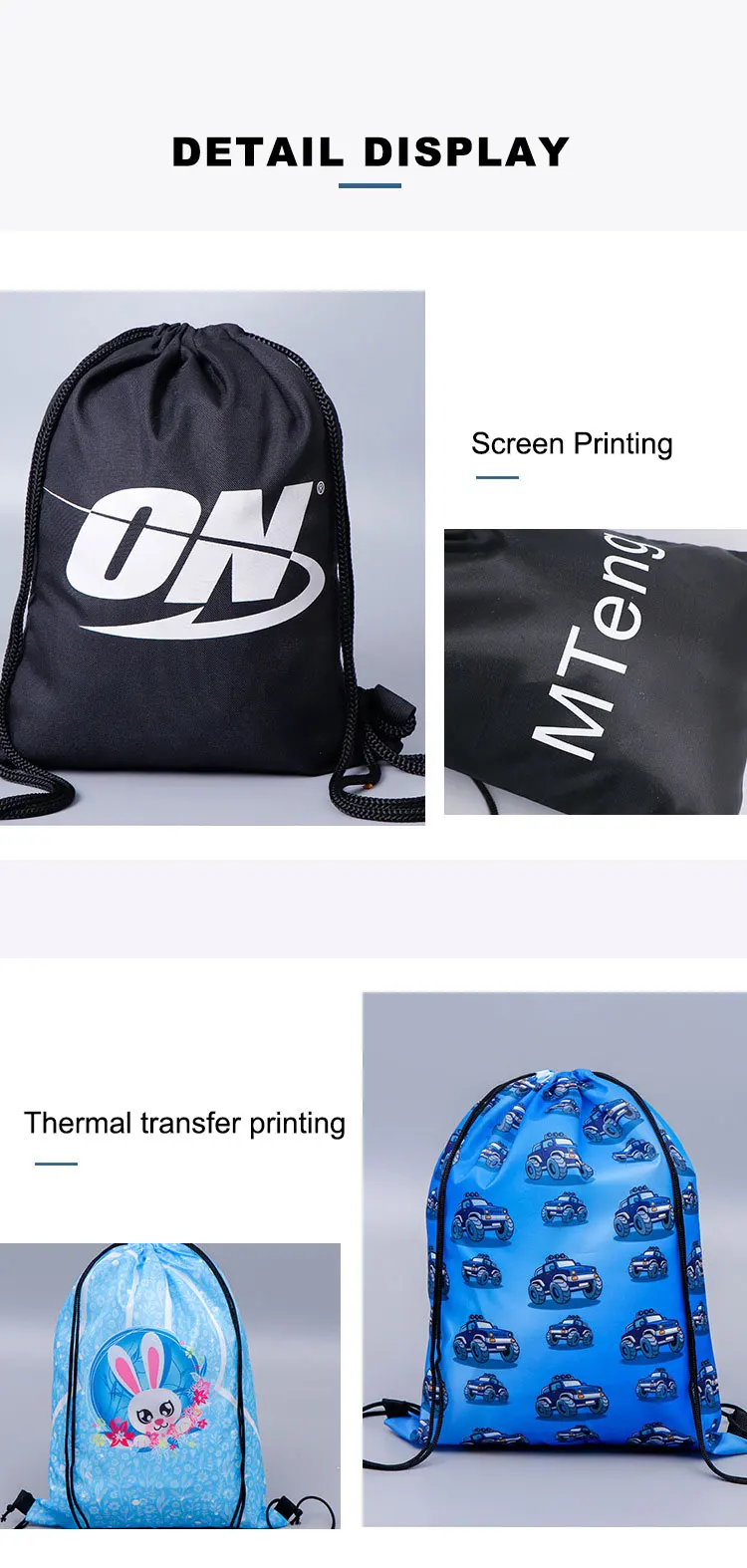 Wholesale Sports Waterproof Oxford Cloth Polyester Nylon Outdoor Pocket Drawstring Backpack