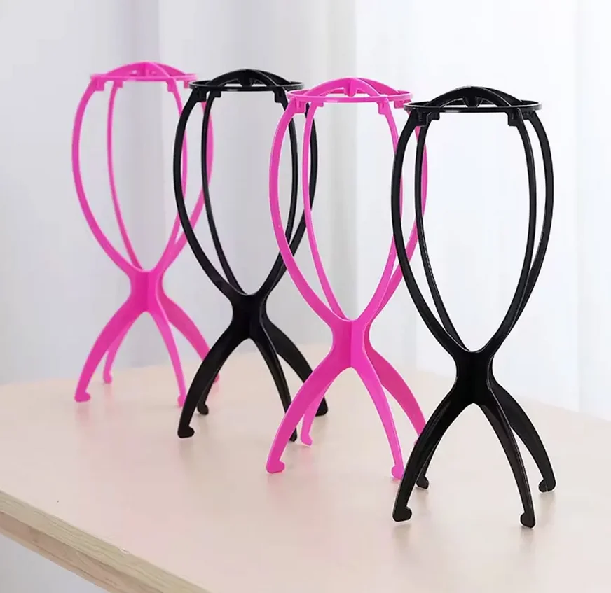 Wholesale Wig Head Holder Plastic Wig Teaching Bracket Portable Folding For Styling Display Women Long Wig