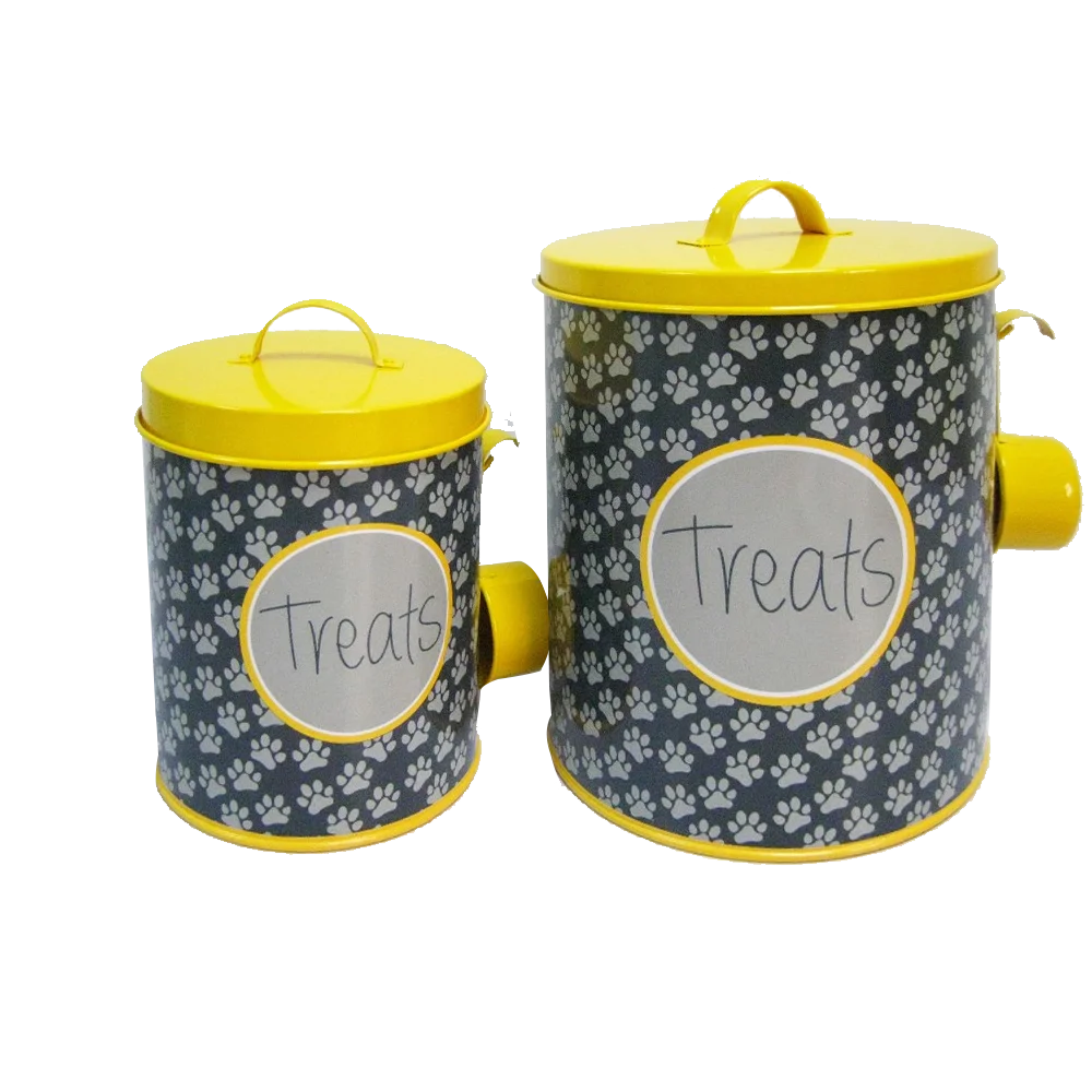 Wholesale Vintage Dog Treats Jar Retro  Metal Steel Bin Treat Cat Dog Pet Food Storage Container  Dog Treat Box