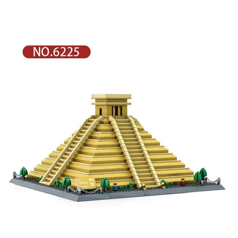 6225  Building MOC Brick Architecture City Street View Mexico Kukulkan El Castillo Block Set Model Building Blocks Kids Toys